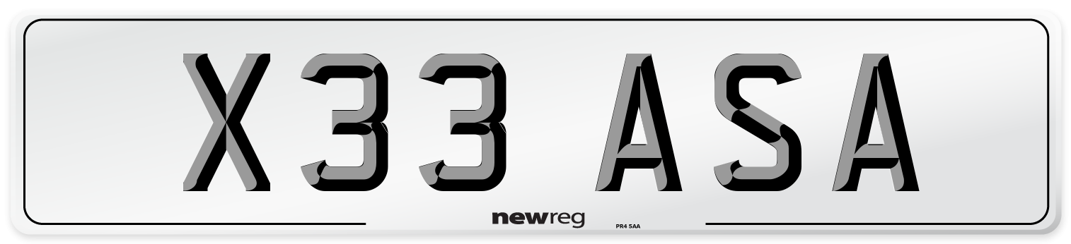 X33 ASA Number Plate from New Reg